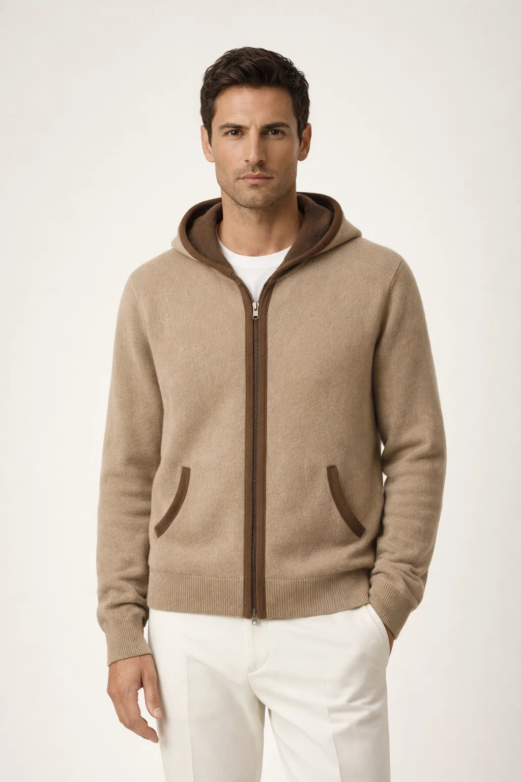 Santoni Extrafine Hoodie Cream