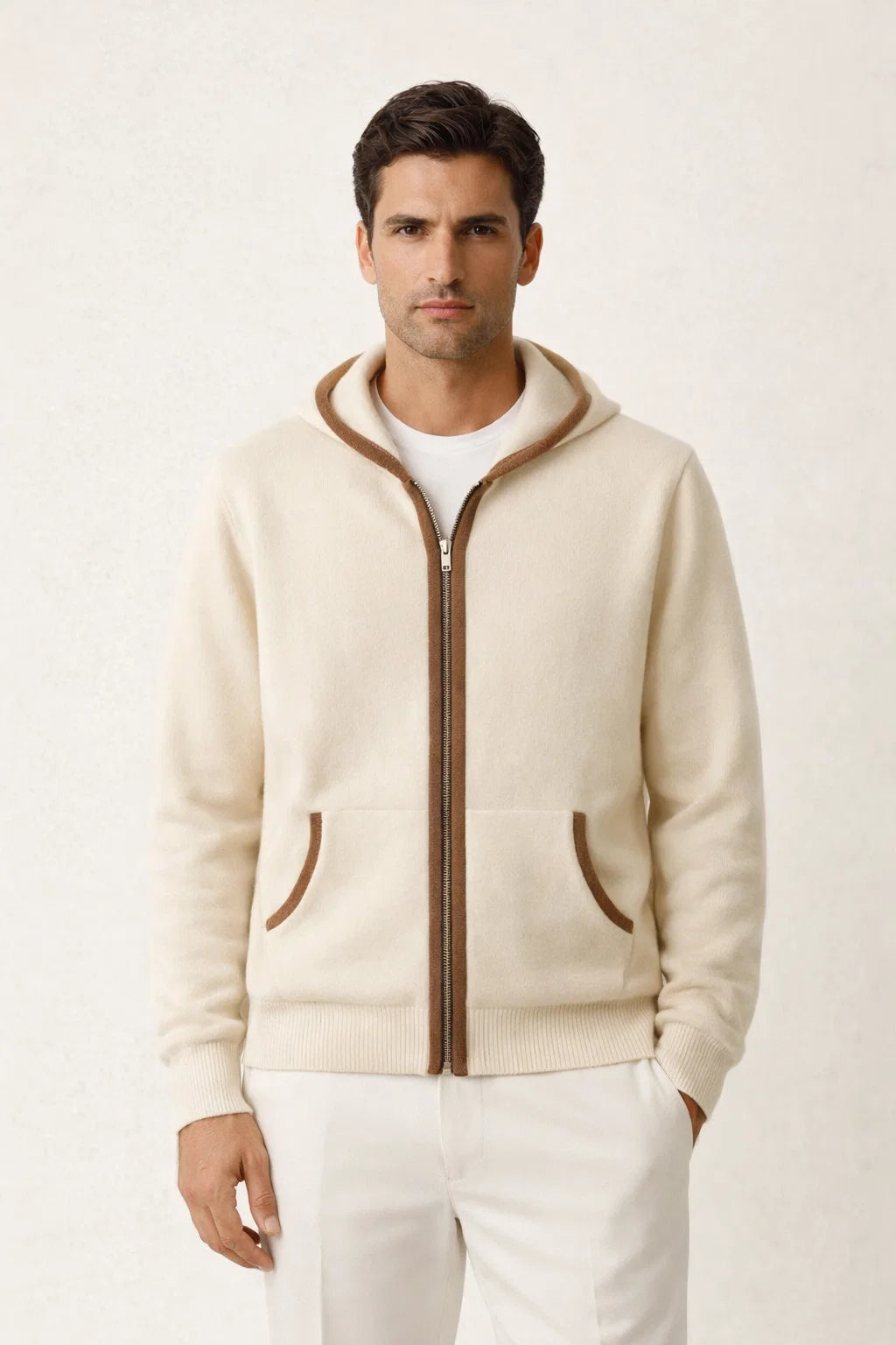 Santoni Extrafine Hoodie Cream