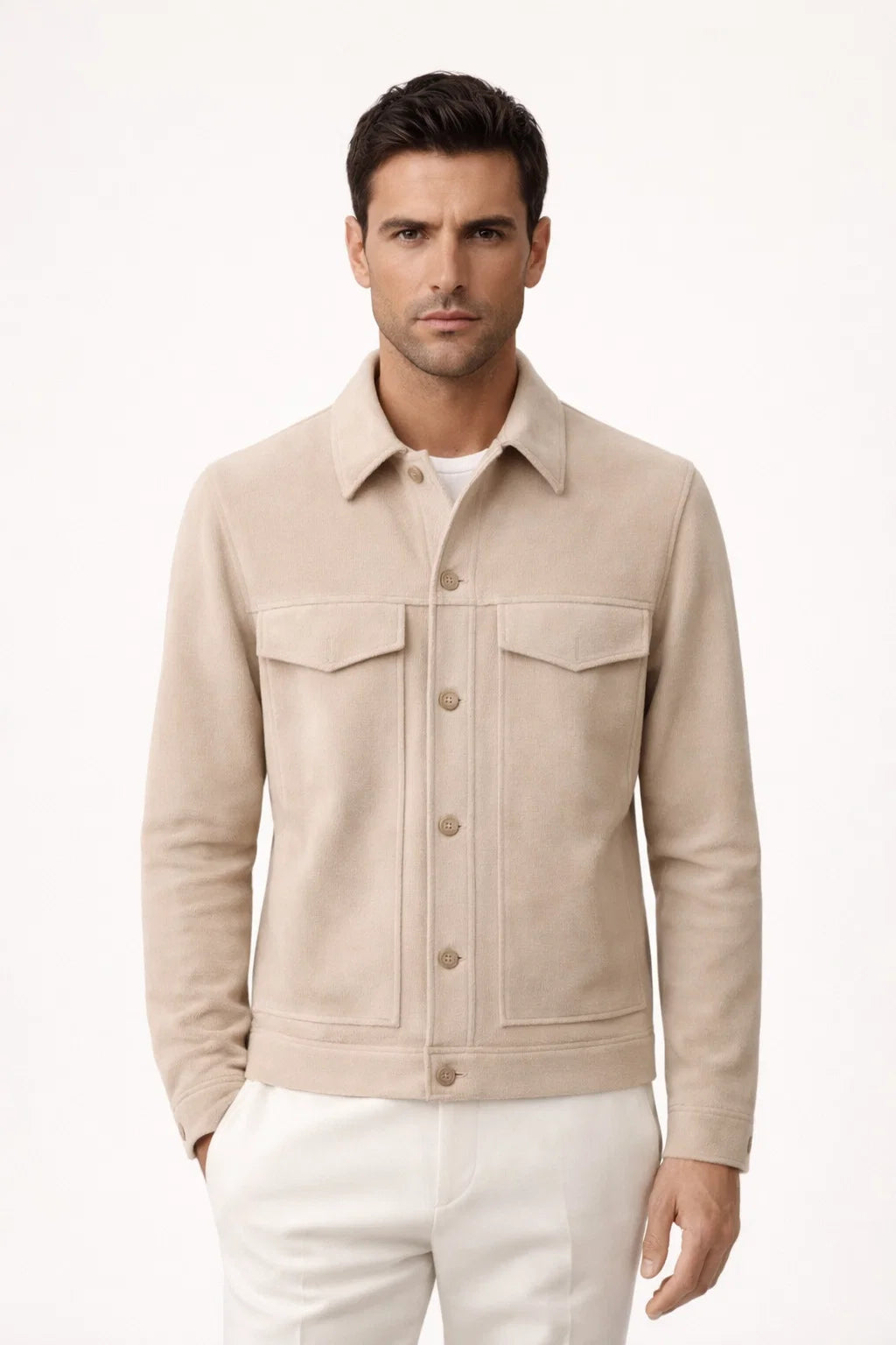 Light Beige Suede Jacket