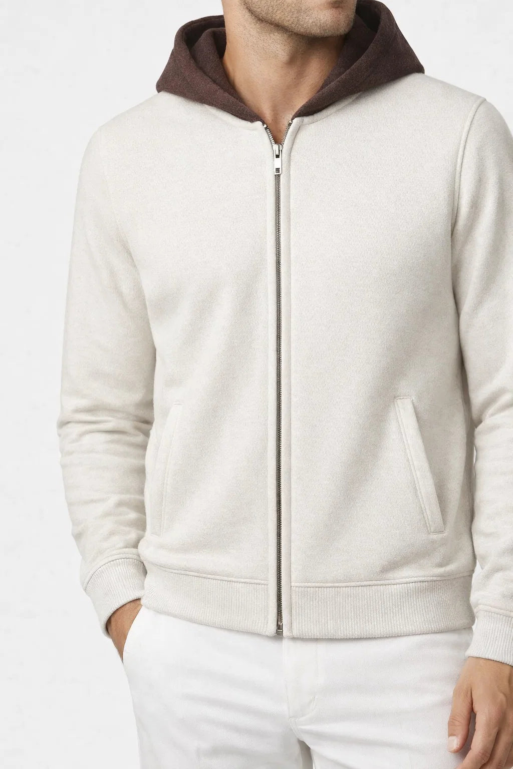 Luca Zip Up Sweater White