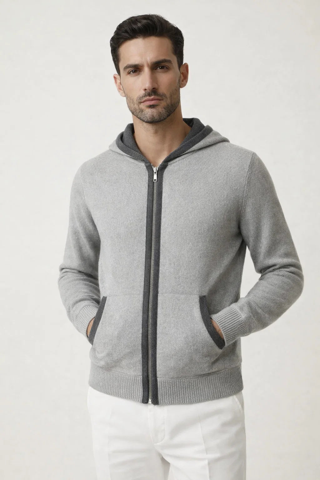 Santoni Extrafine Hoodie Grey